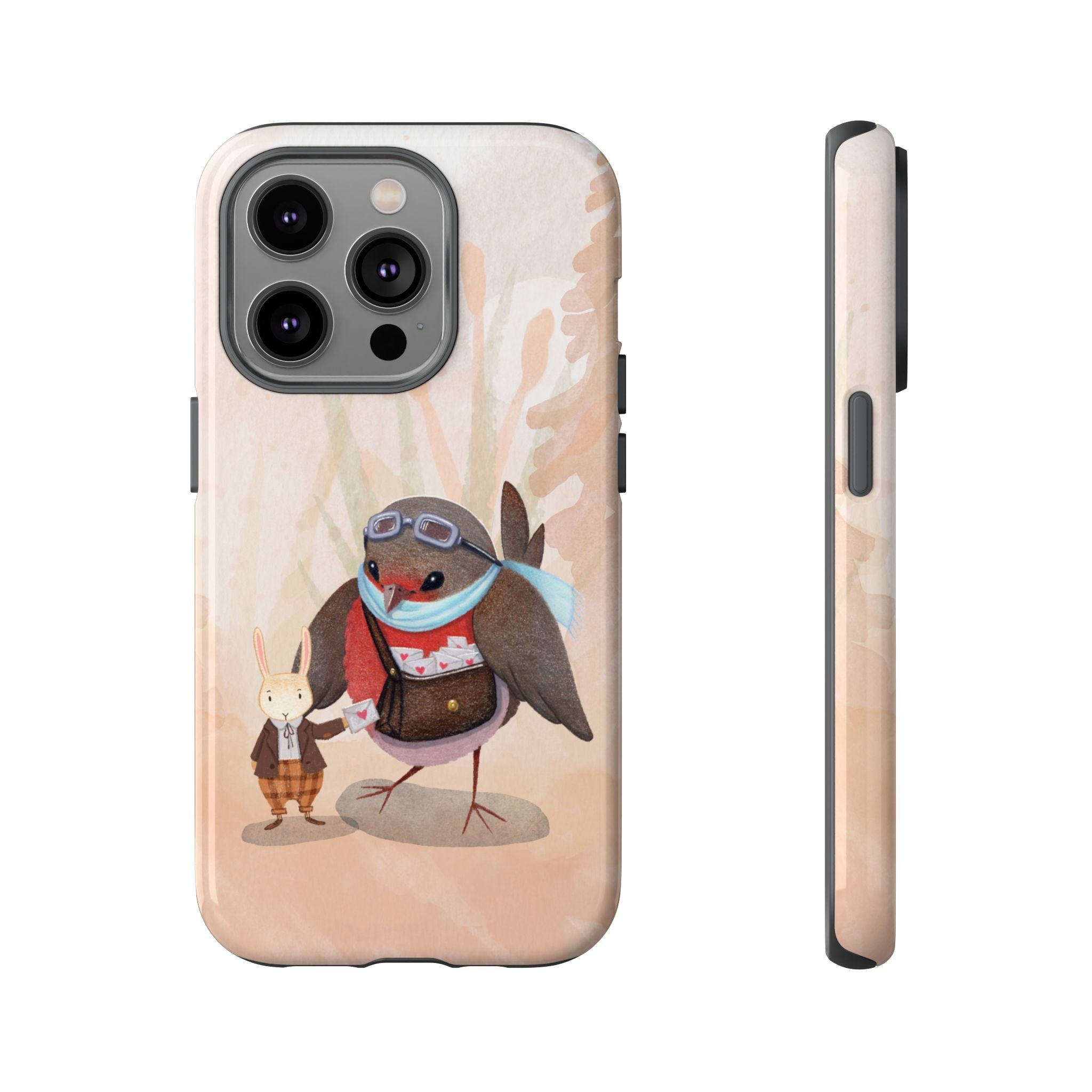 Whimsical Animal Phone Case, Cute Bird and Rabbit Design, Animal Lovers Gift, Nature-Themed Accessory, Eco-Friendly Tech Cover