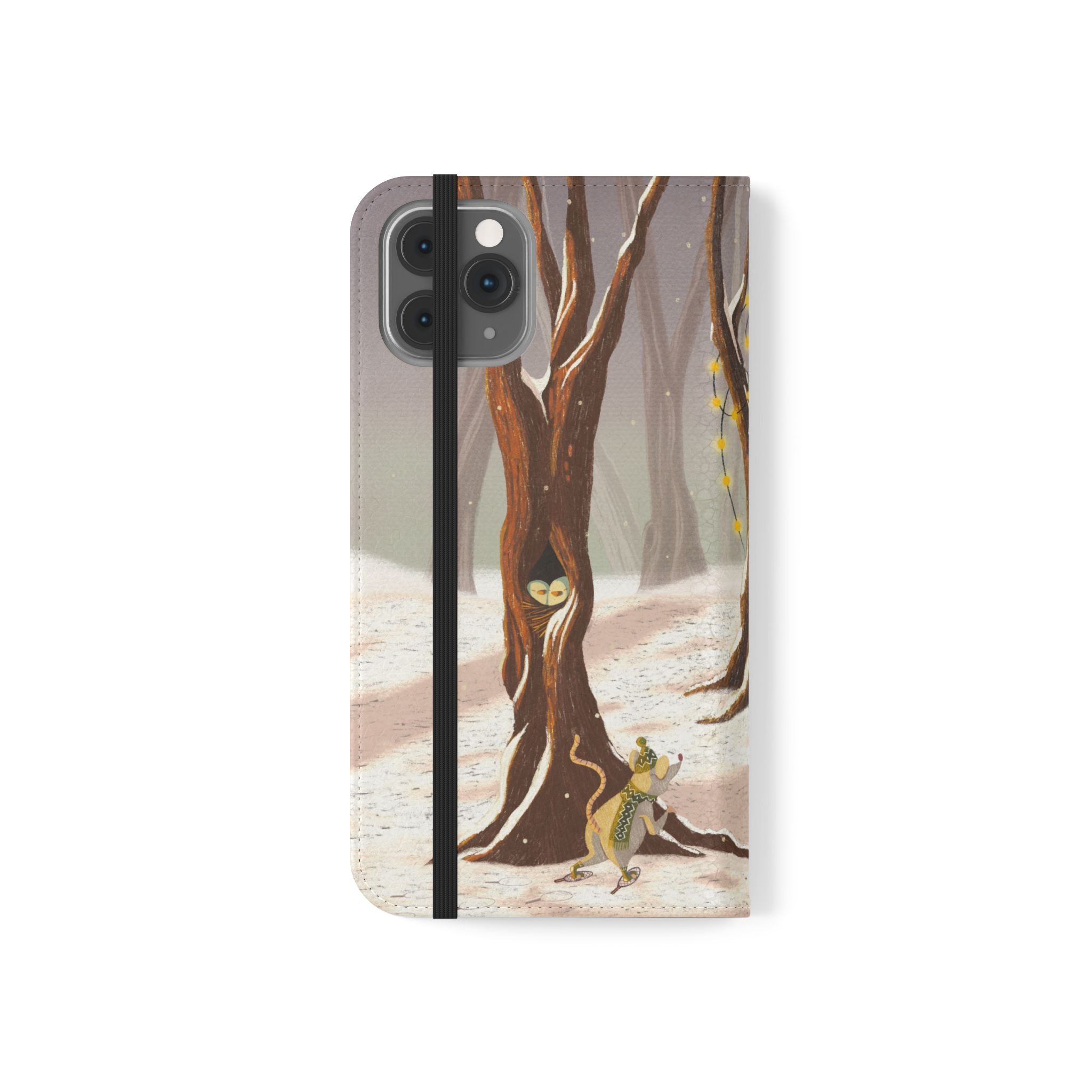Winter Forest Tea Party Wallet Case, Woodland Animals Phone Flip Cover, Vegan Leather Case, iPhone 11 12 13 14 15 16, Galaxy Ultra S21 S22