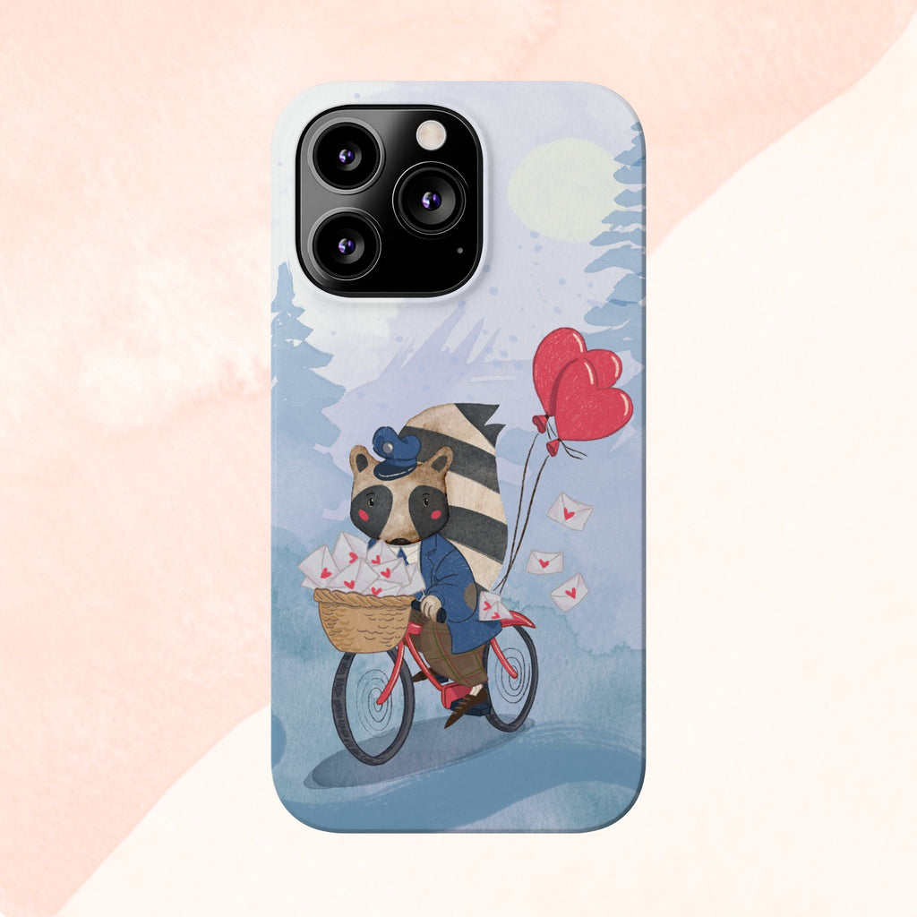 Whimsical Raccoon Slim Phone Case | Cute Animal Design | Perfect for Nature Lovers, Gifts, Birthdays, Valentines Day, Everyday Use