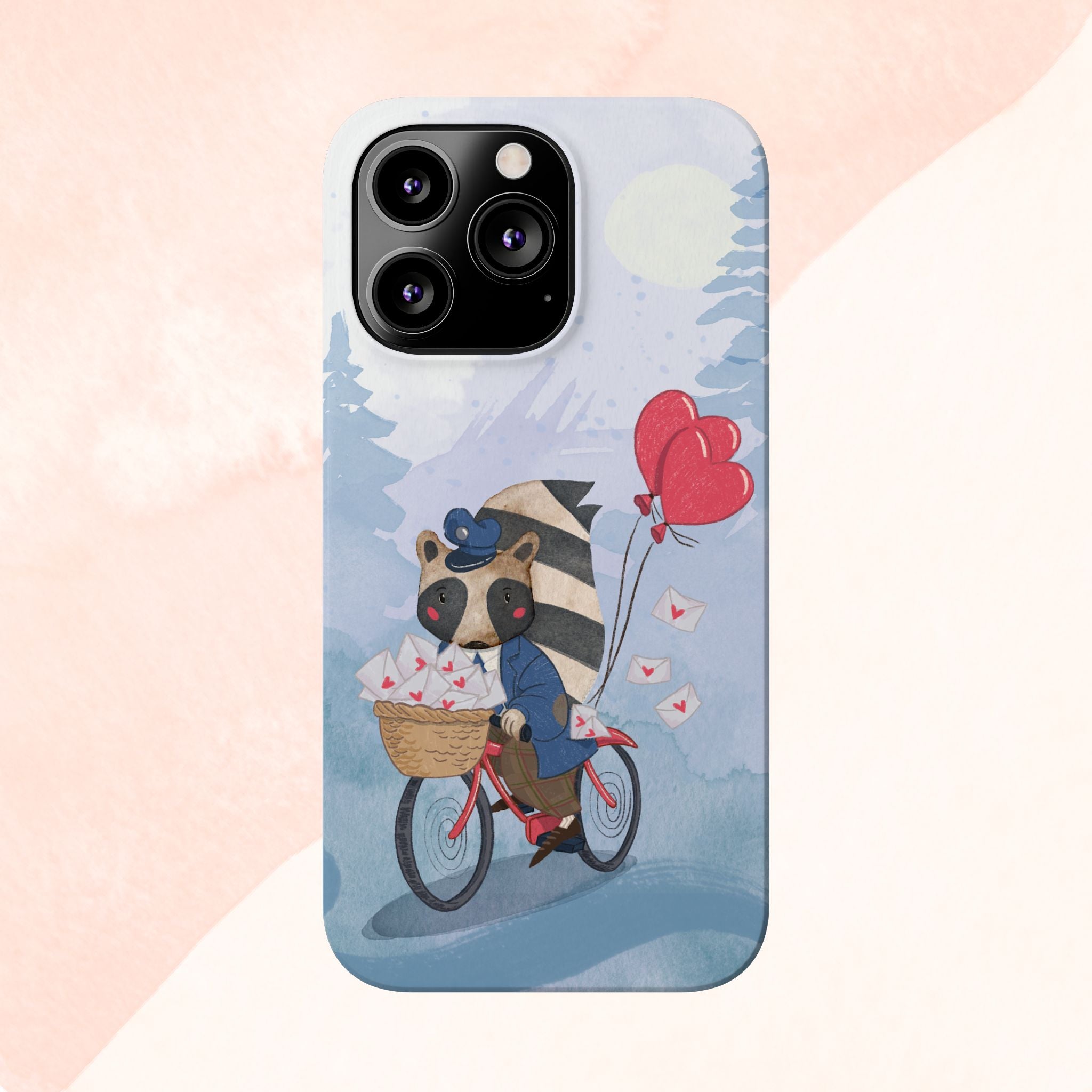 Whimsical Raccoon Slim Phone Case | Cute Animal Design | Perfect for Nature Lovers, Gifts, Birthdays, Valentines Day, Everyday Use