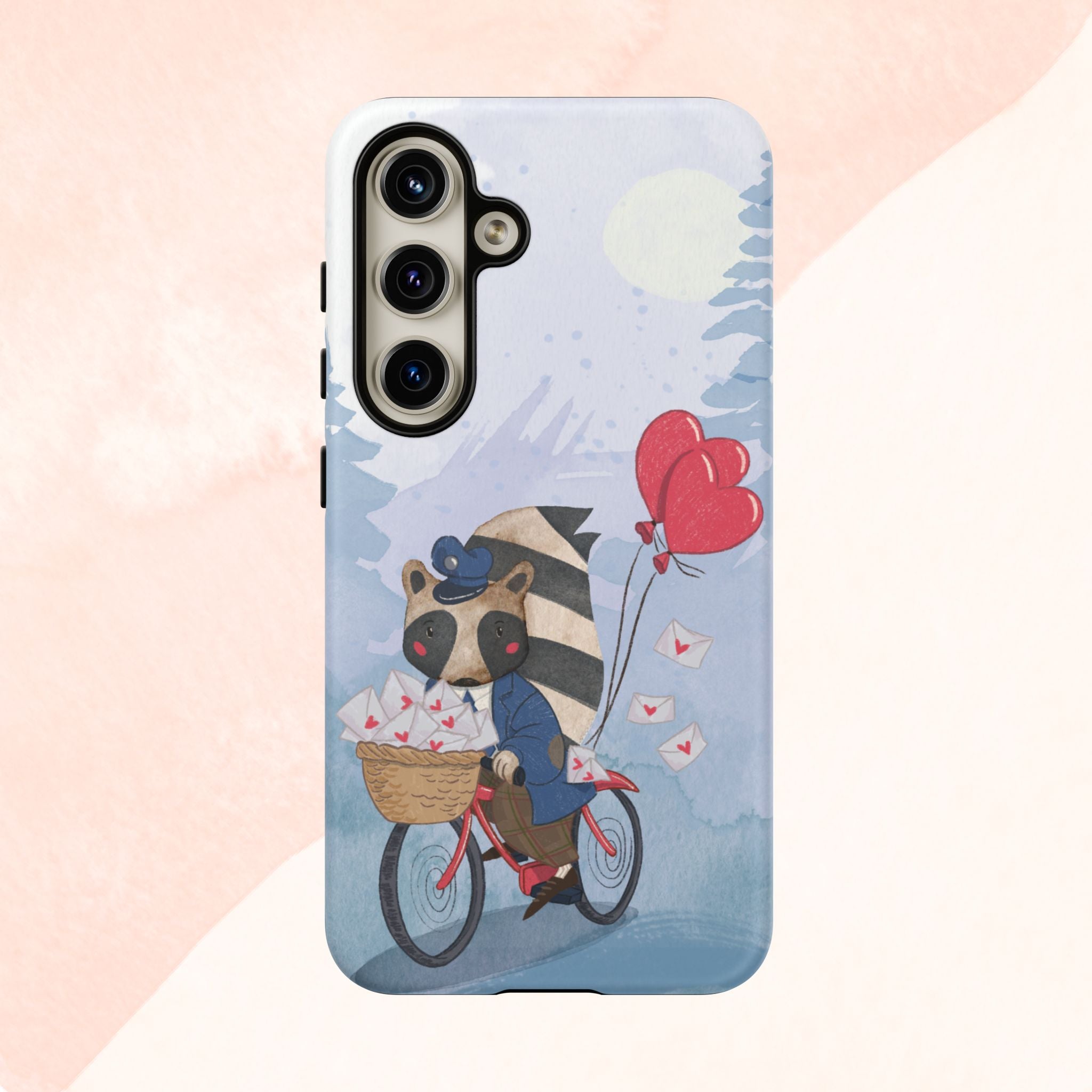 Cute Raccoon Phone Case, Tough Case for Animal Lovers, Valentine's Day Gift, Whimsical Phone Accessory, Gifts for Kids