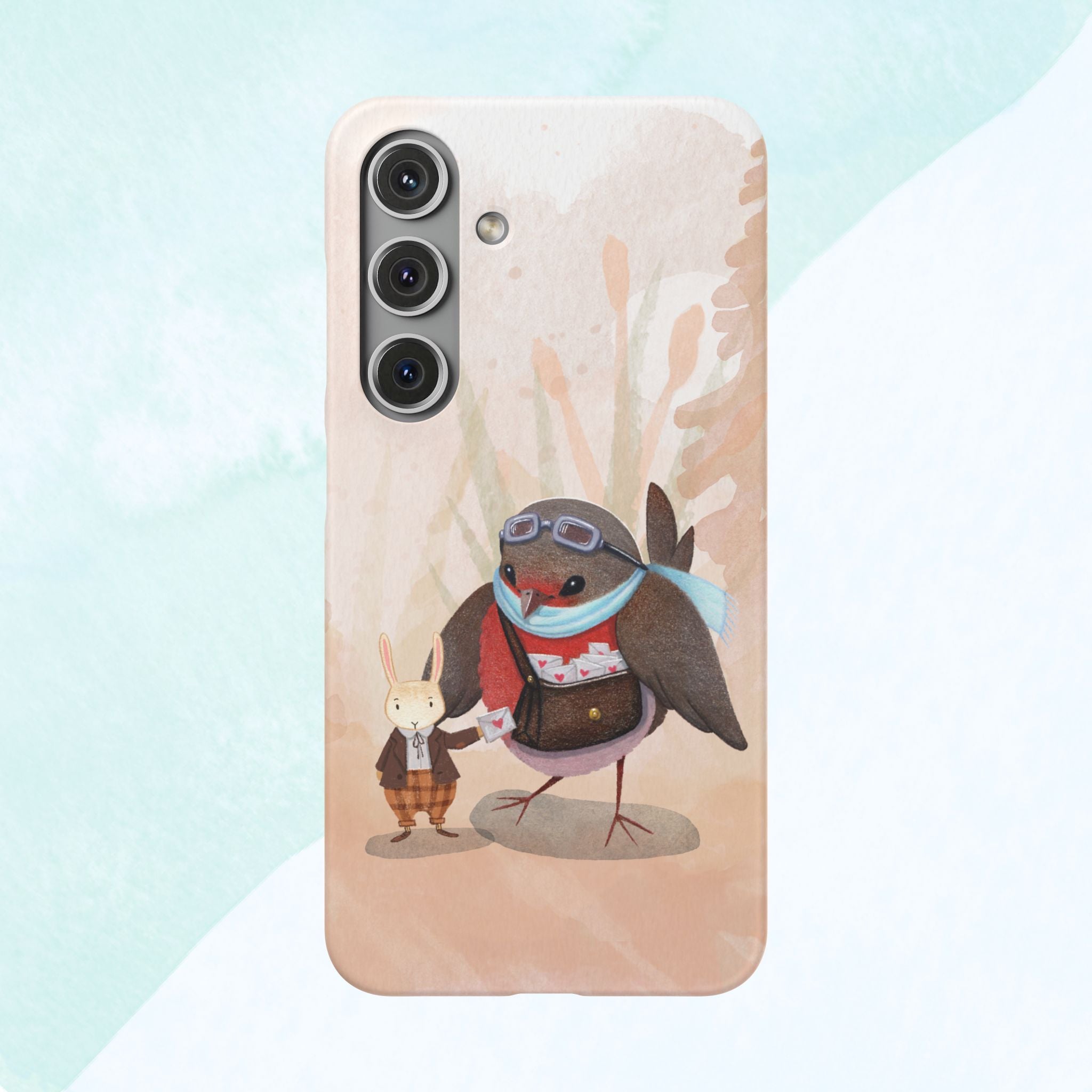 Whimsical Animal Snap Cases, Cute Phone Case, Handmade Bird and Bunny Design, Gift for Animal Lovers, Unique Smartphone Cover