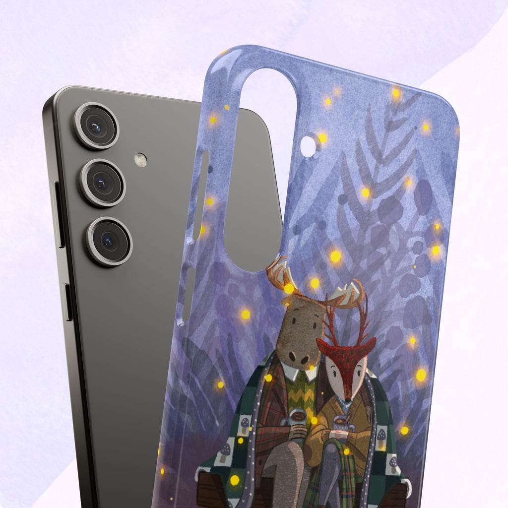 Whimsical Animal Lovers Snap Cases - Cozy Phone Protection, Gift for Nature Lovers, Holiday Decor, Cute Character Design, Animal Couple