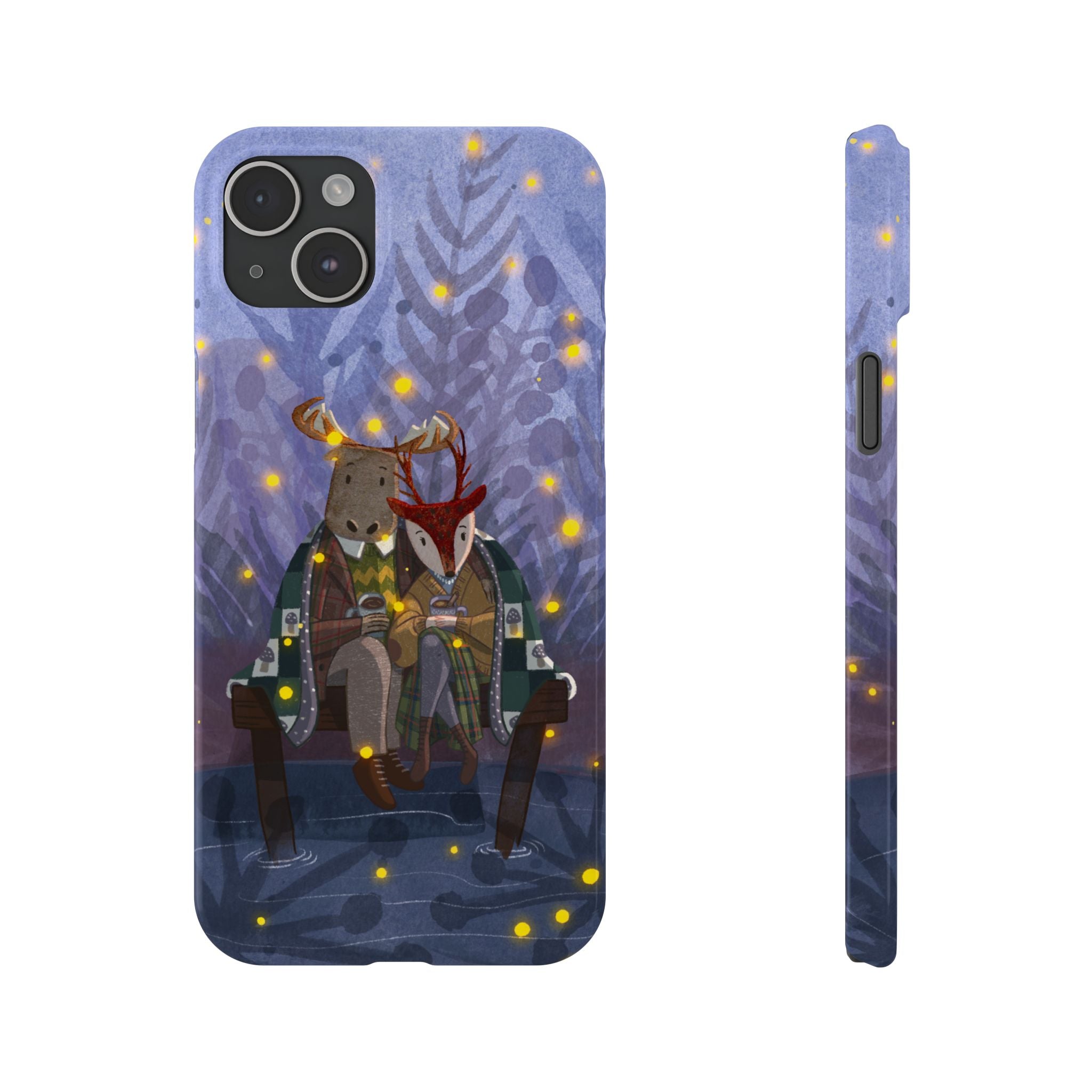 Whimsical Animal Love Slim Phone Cases, Cute Holiday Gifts, Cozy Home Decor, Nature Lover Accessories, Couples Gifts