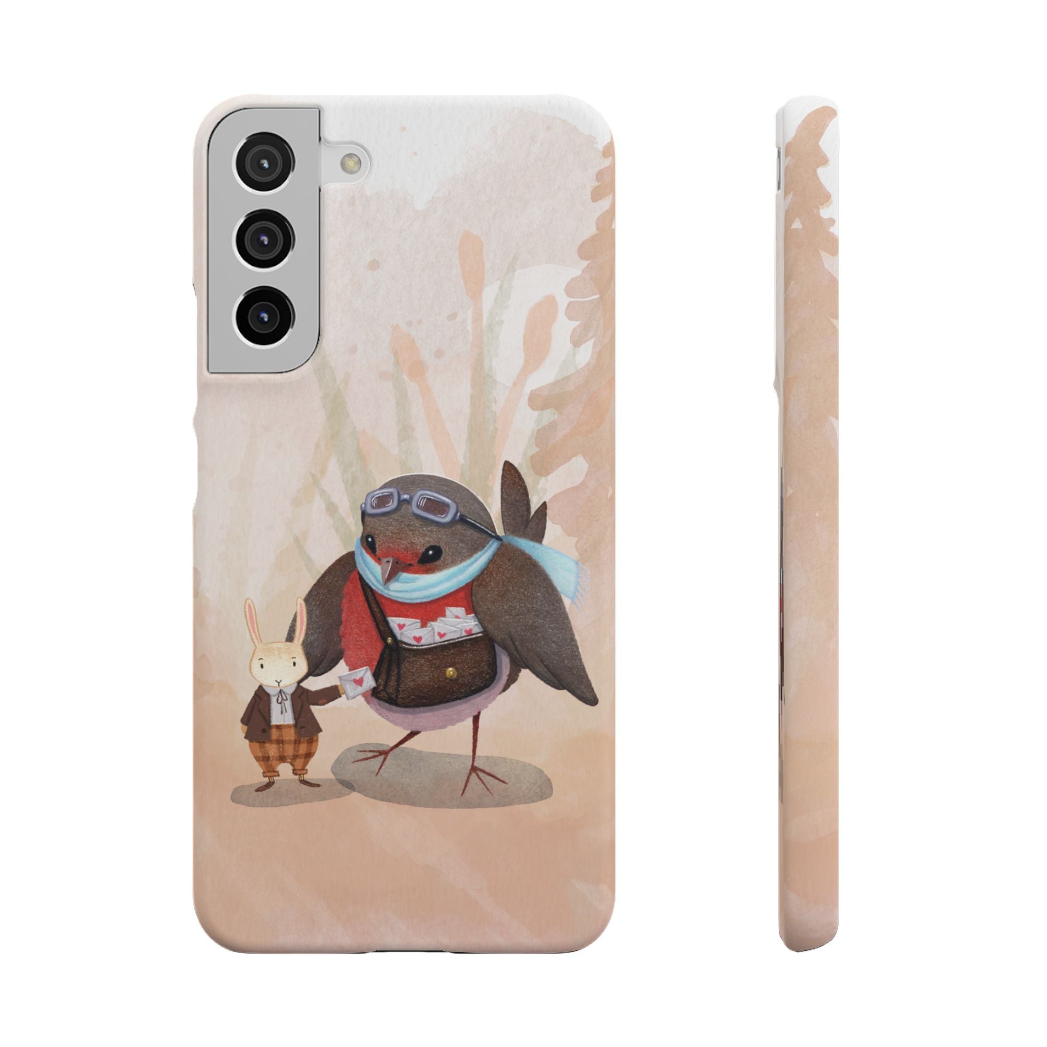 Whimsical Animal Snap Cases, Cute Phone Case, Handmade Bird and Bunny Design, Gift for Animal Lovers, Unique Smartphone Cover