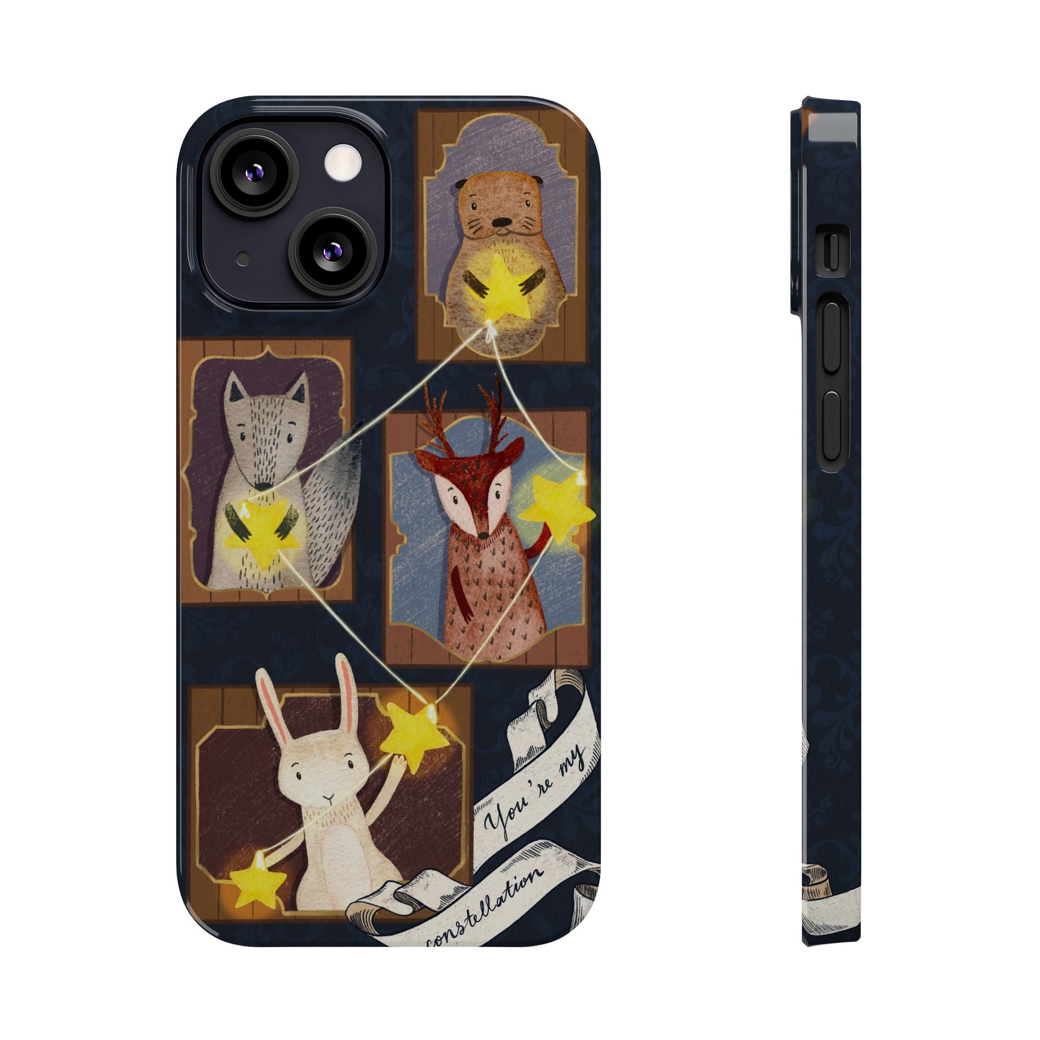 Constellation Friends Slim Case, Woodland Portrait iPhone Cover, Star Collector Design, Cute Kawaii Gift, Phone 8 9 X XR 11 12 13 14 15 16