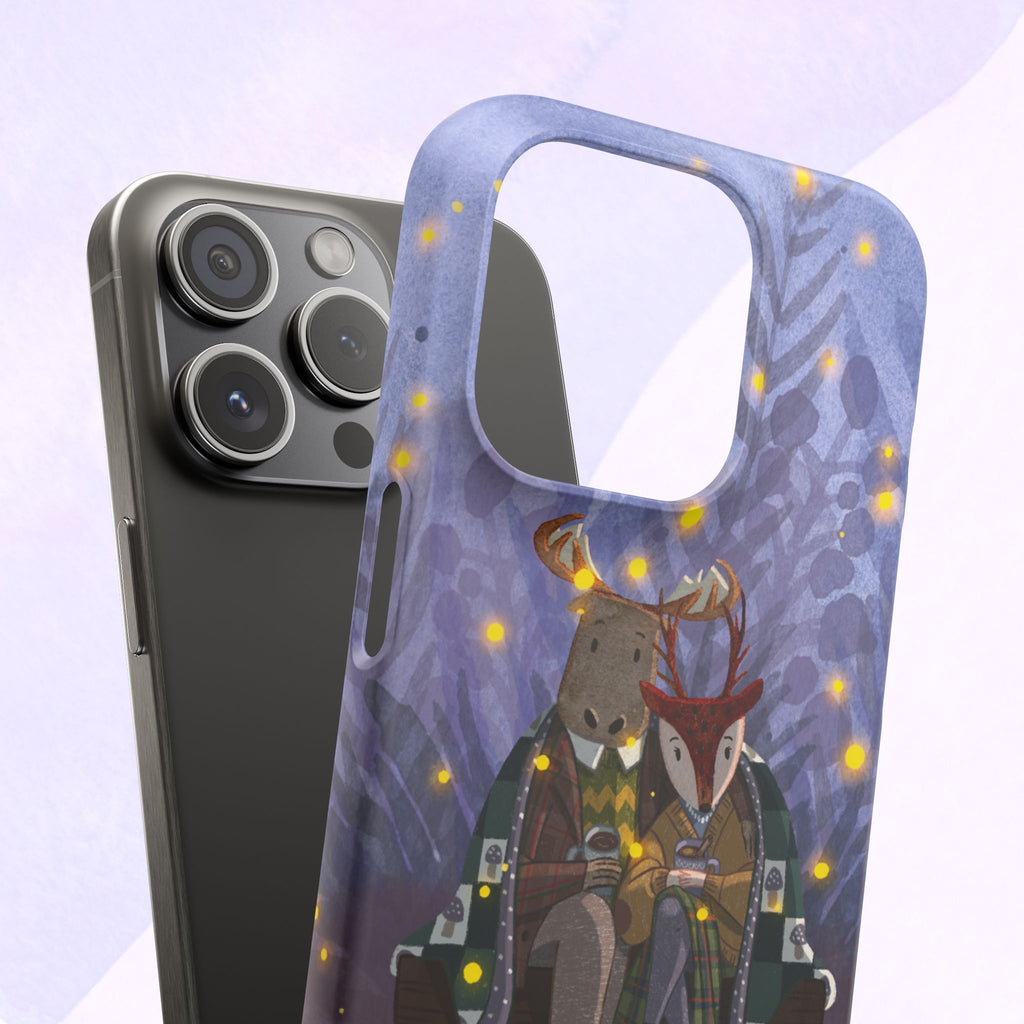 Whimsical Animal Lovers Snap Cases - Cozy Phone Protection, Gift for Nature Lovers, Holiday Decor, Cute Character Design, Animal Couple