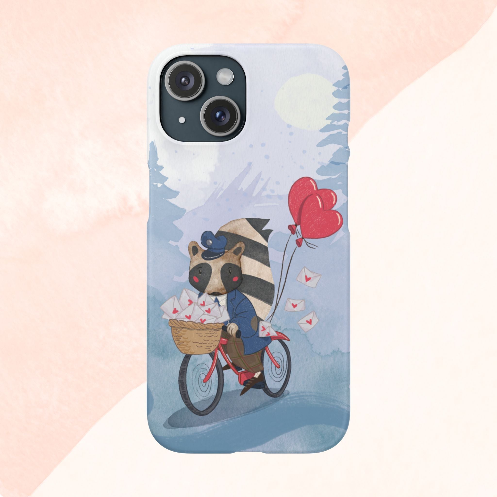 Whimsical Animal Snap Case with Love Balloons, Cute Phone Case, Valentine's Day Gift, Animal Lover Accessory, Creative Phone Cover