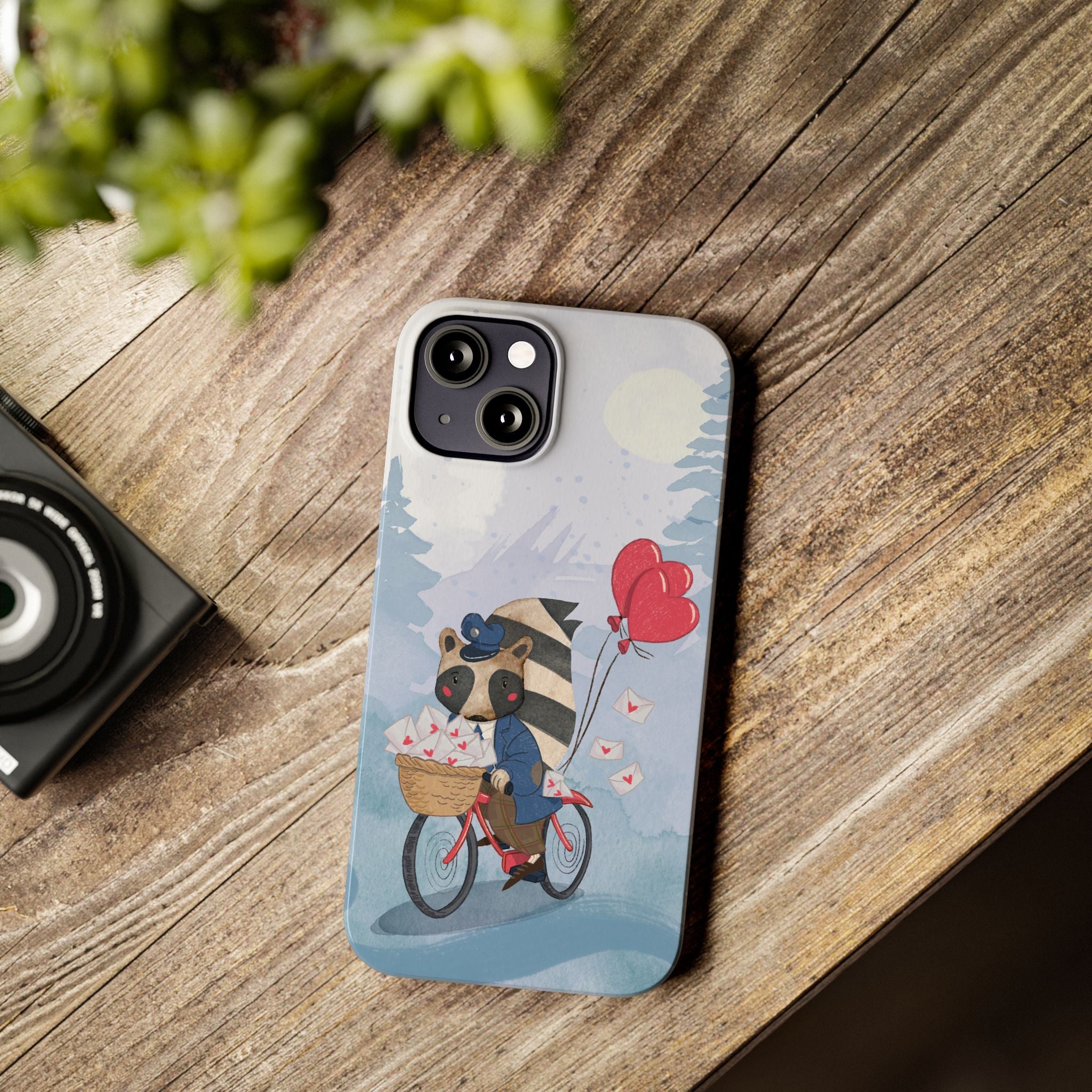 Whimsical Raccoon Slim Phone Case | Cute Animal Design | Perfect for Nature Lovers, Gifts, Birthdays, Valentines Day, Everyday Use
