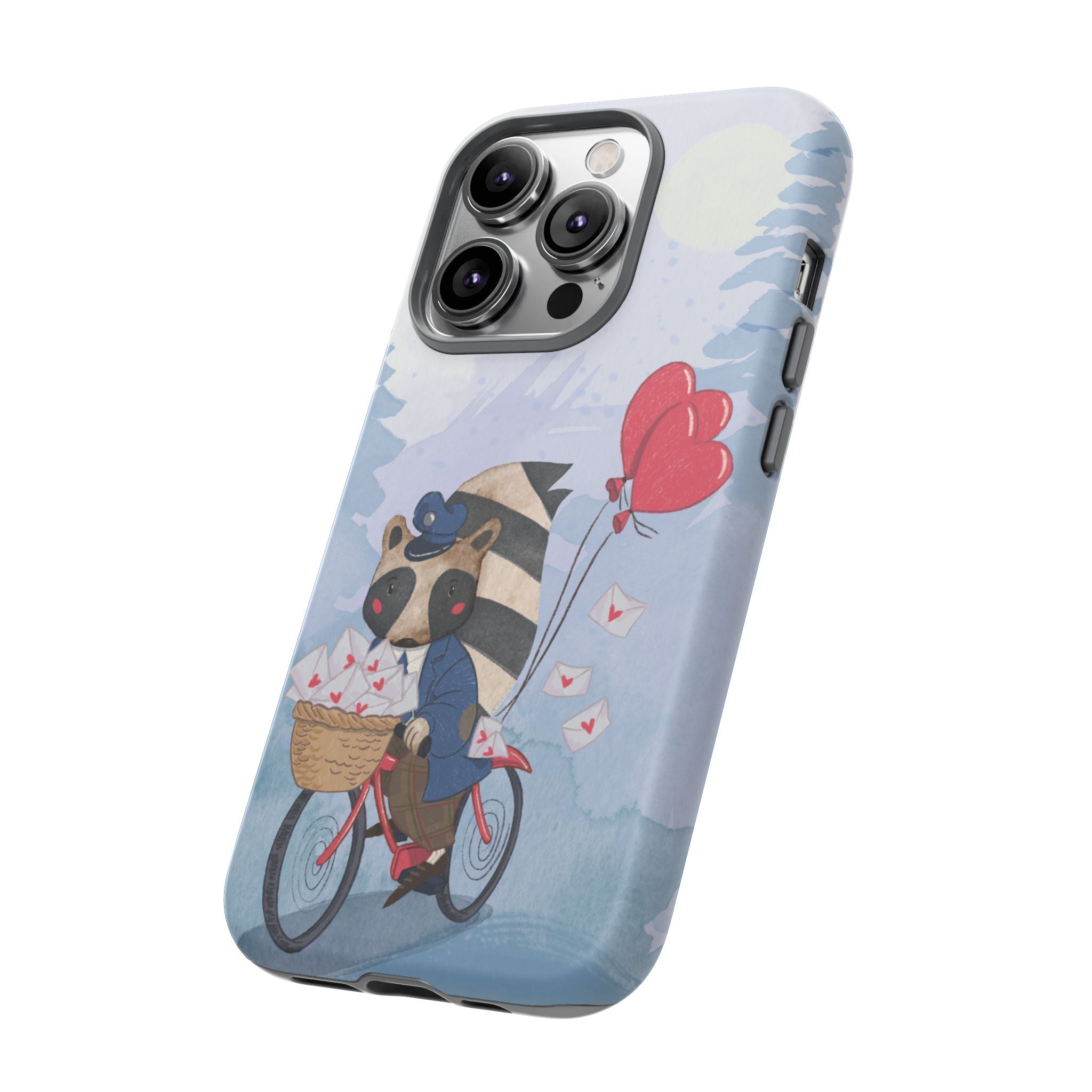 Cute Raccoon Phone Case, Tough Case for Animal Lovers, Valentine's Day Gift, Whimsical Phone Accessory, Gifts for Kids