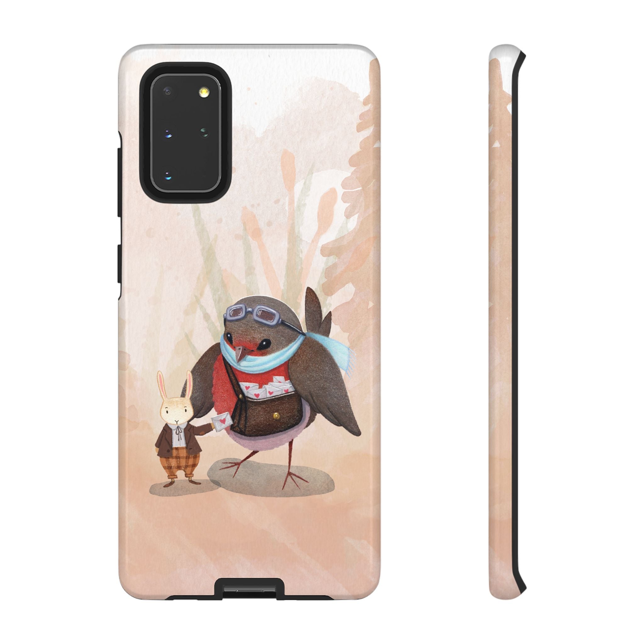 Whimsical Animal Phone Case, Cute Bird and Rabbit Design, Animal Lovers Gift, Nature-Themed Accessory, Eco-Friendly Tech Cover