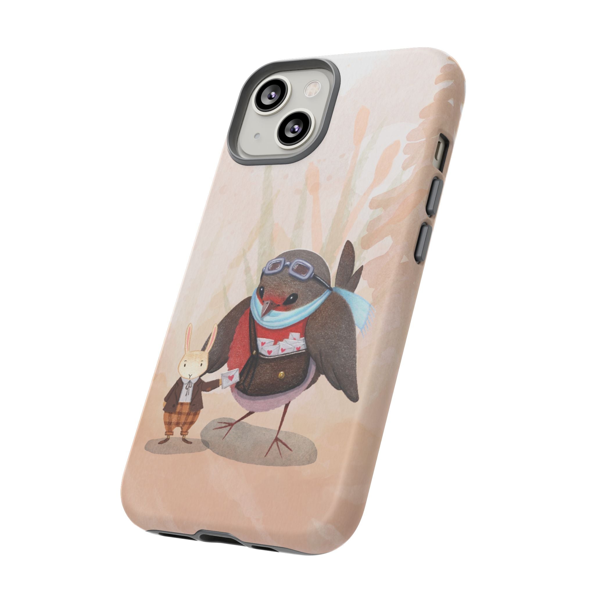 Whimsical Animal Phone Case, Cute Bird and Rabbit Design, Animal Lovers Gift, Nature-Themed Accessory, Eco-Friendly Tech Cover