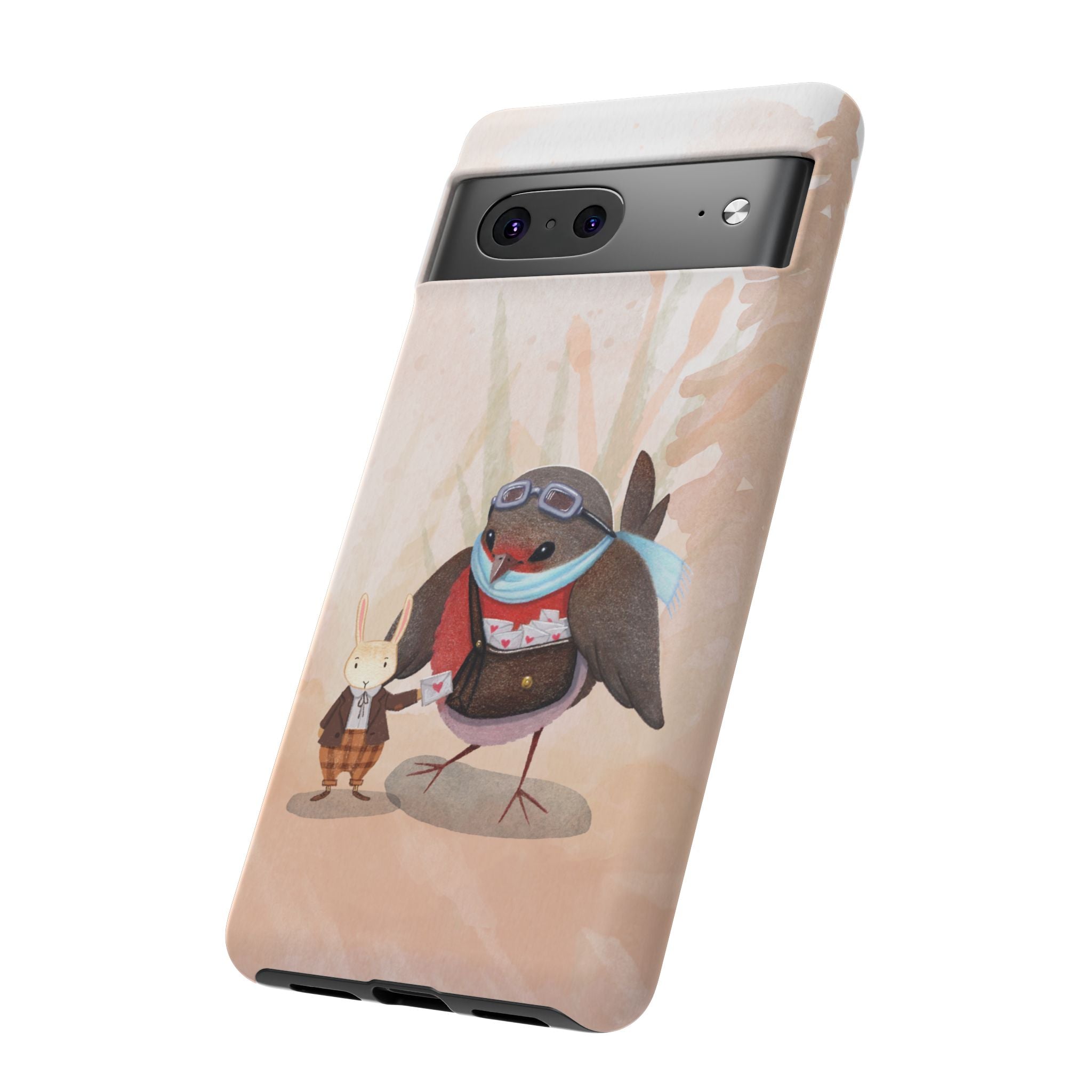 Whimsical Animal Phone Case, Cute Bird and Rabbit Design, Animal Lovers Gift, Nature-Themed Accessory, Eco-Friendly Tech Cover