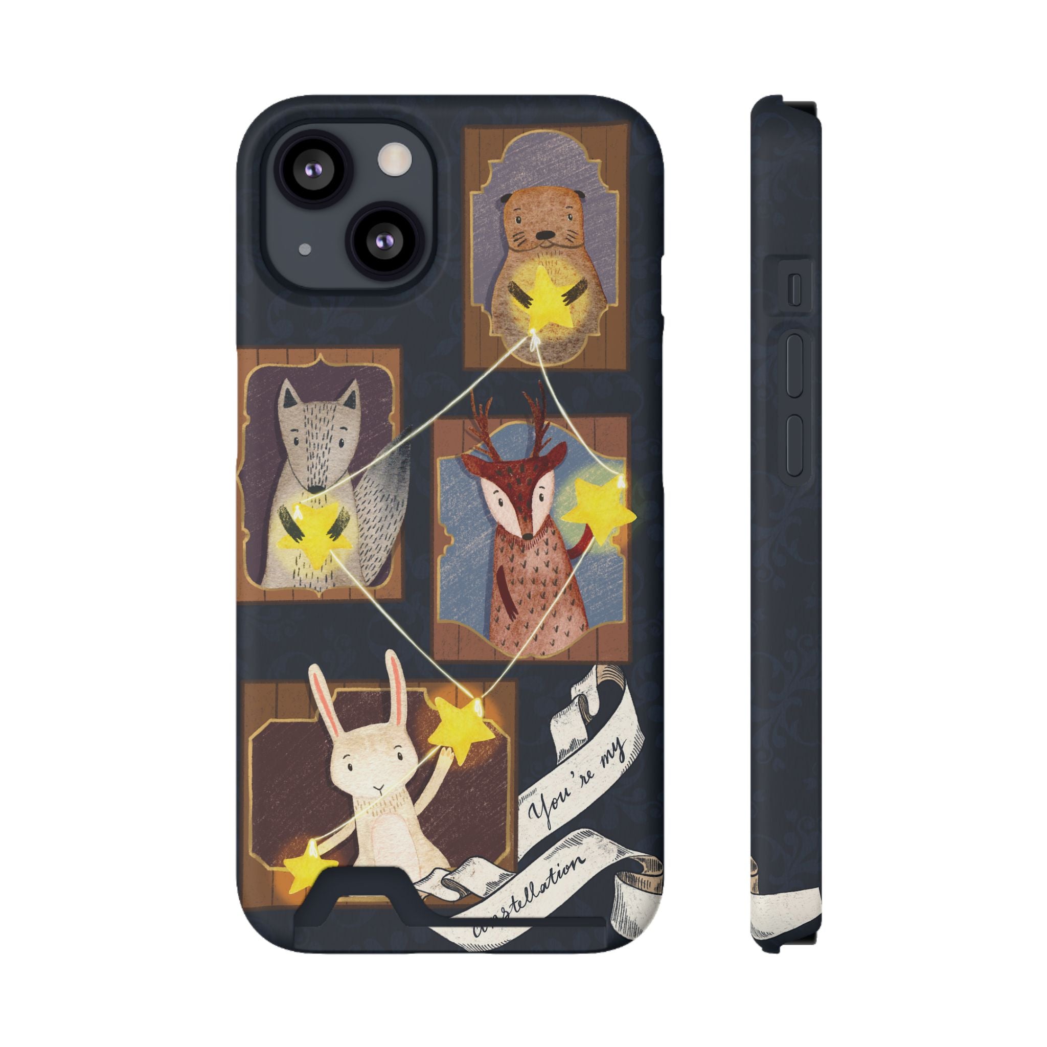 Whimsical Animal Phone Case with Card Holder, Cute Animal Design, Card Storage Case, Ideal for Animal Lovers, Gift for Kids, Birthday